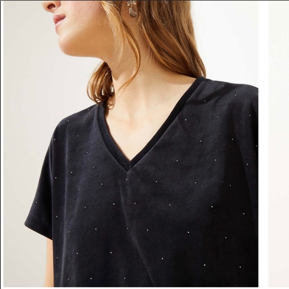 NWT LOFT black velvet blouse with studs. - Picture 2 of 3